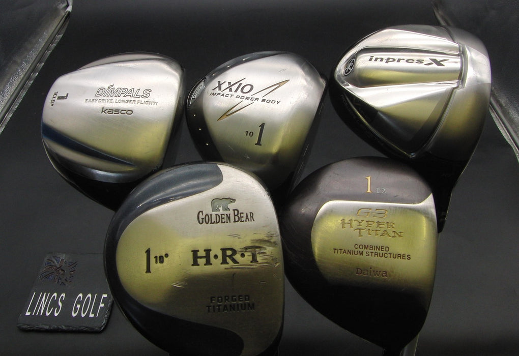Set of 5x Multi Brands Drivers Stiff & Regular Graphite Shafts Black Grips