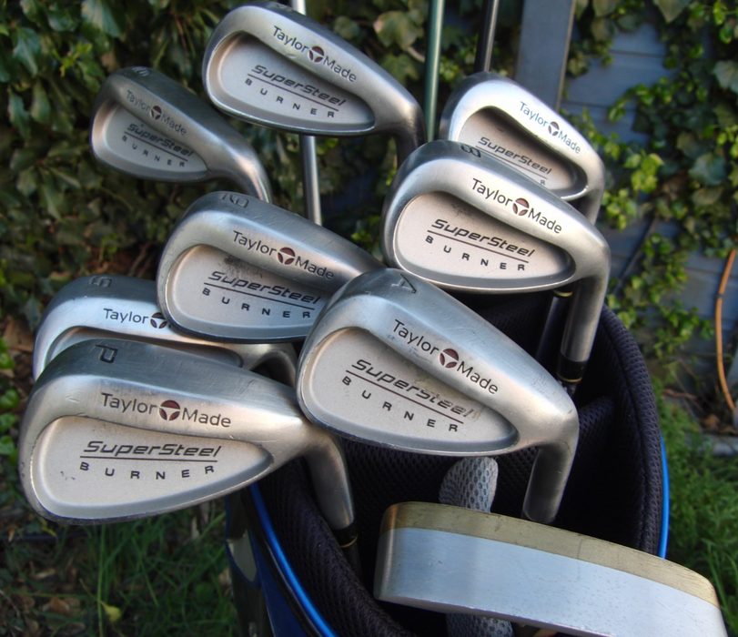 Set of TaylorMade Supersteel Burner Irons 5-SW+AW + Driver + 3+5 Wood + Putter