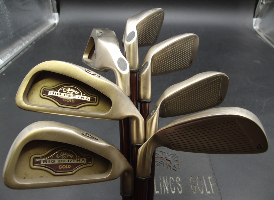Set of 7x Callaway Big Bertha Gold Irons 4-PW Regular Graphite Shafts G/P Grips