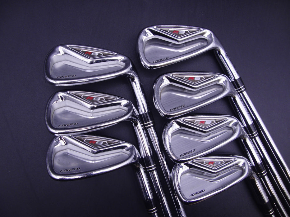 Set of 7x TaylorMade R9 Forged Irons 4-PW Stiff Steel Shafts STM Grips*