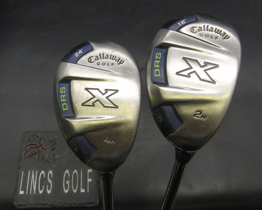 Set of 2 Callaway X DRS 18° 2+ 24° 4 Hybrids Stiff Steel Shafts Callaway Grips*