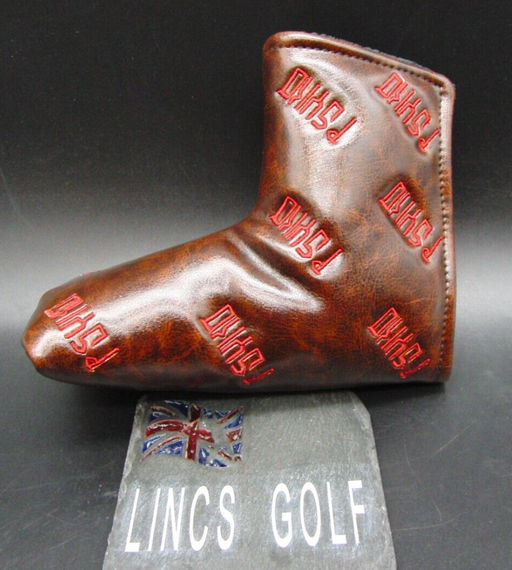 Luxury PSYKO GOLF Embroidered Vintage Look Genuine Leather Putter Head Cover