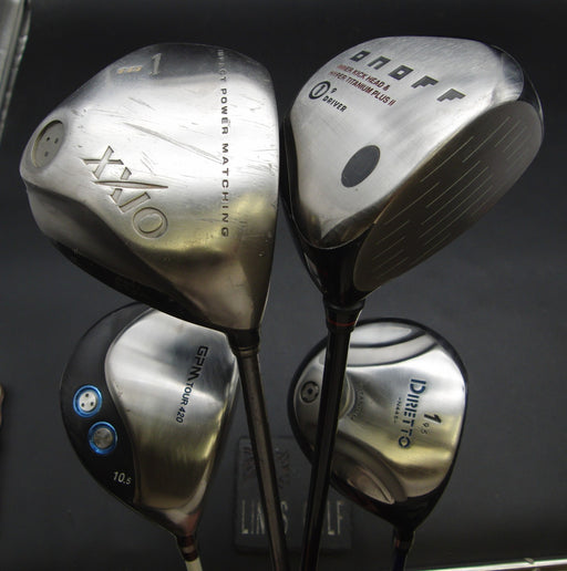 Set of 4 Golf Drivers XXIO ONOFF Daiwa GPM Stiff/Regular Graphite Shafts + Grips