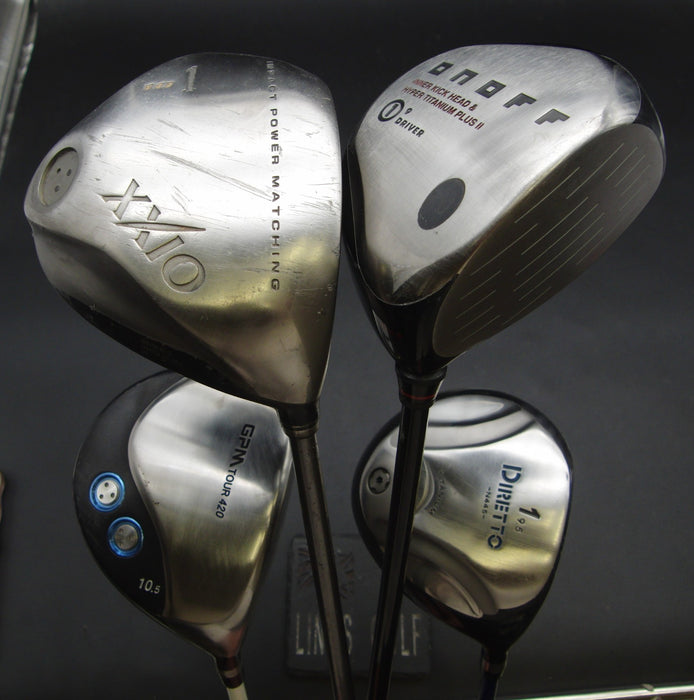 Set of 4 Golf Drivers XXIO ONOFF Daiwa GPM Stiff/Regular Graphite Shafts + Grips