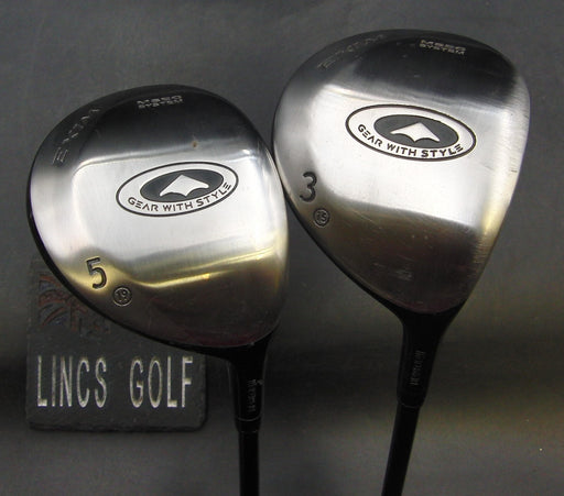 Set of 2 Maruman Exim 15º 3 & 18º 5 Woods Regular Graphite Shafts Exim Grips