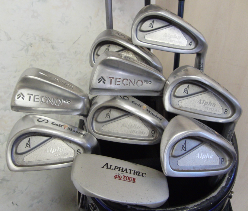 Set Of Alpha Golf Master 4-PW Irons + 3 + 5 Wood + 9 Driver + Alpha Putter