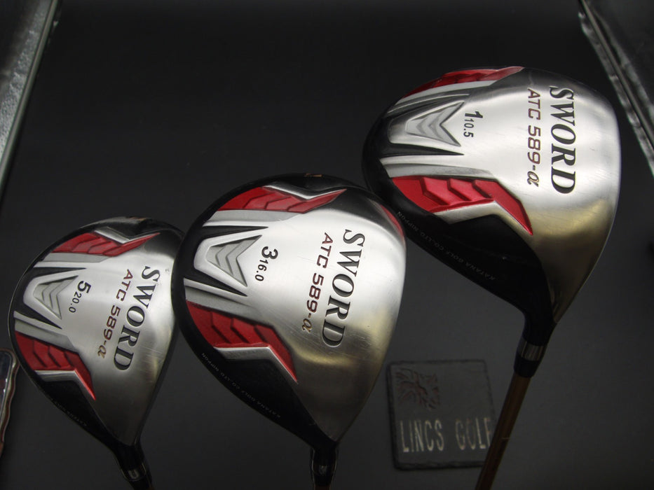 Set of 3 Katana Sword ATC 589-α 3+5 Woods & Driver Regular Graphite Shafts*