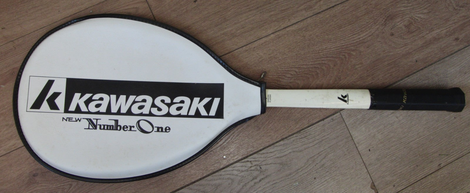 Vintage Kawasaki New Number One Wooden Tennis Racket Made in Japan Retro