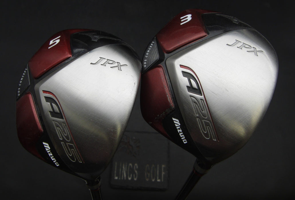 Set of 2 Mizuno JPX A25 3 + 5 Woods Regular Graphite Shafts Mizuno Grips