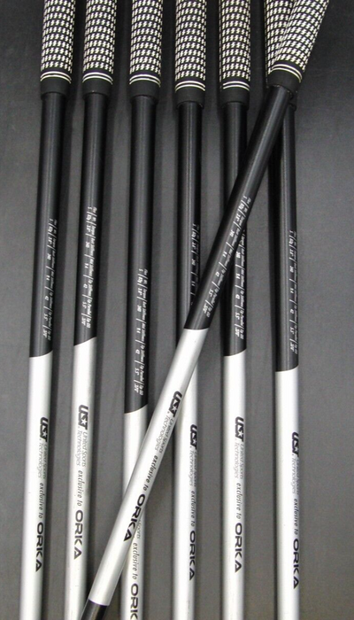 Set of 7 x ORKA GS5 Irons 4PW Stiff Graphite Shafts Lamkin Grips
