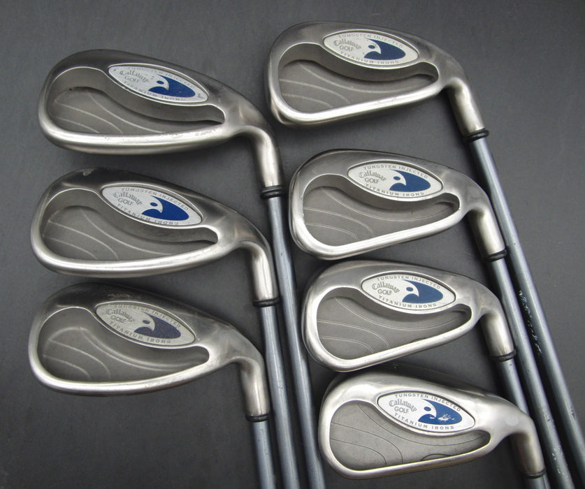 Set of 7x Callaway HawkEye Irons 4-PW Firm Graphite Shafts Circle Grips