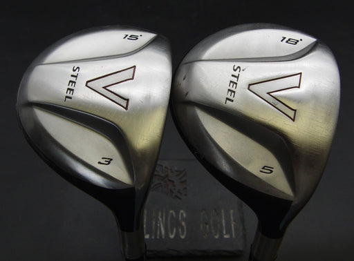 Set of 2 TaylorMade V Steel 3+5 Woods Stiff Graphite Shafts Benross Grips
