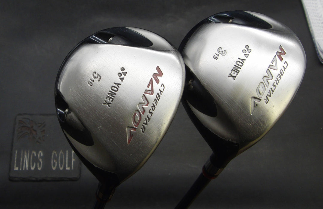 Set of 2 Yonex Nanov Cyber Star 15° 3+19° 5 Woods Stiff Graphite Shafts