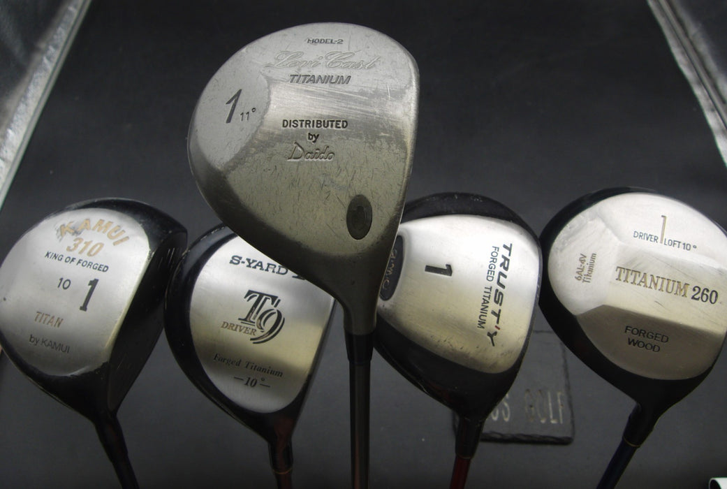 Set of 5x Multi Brands Drivers Regular Graphite Shafts Royal Grip + Black Grips