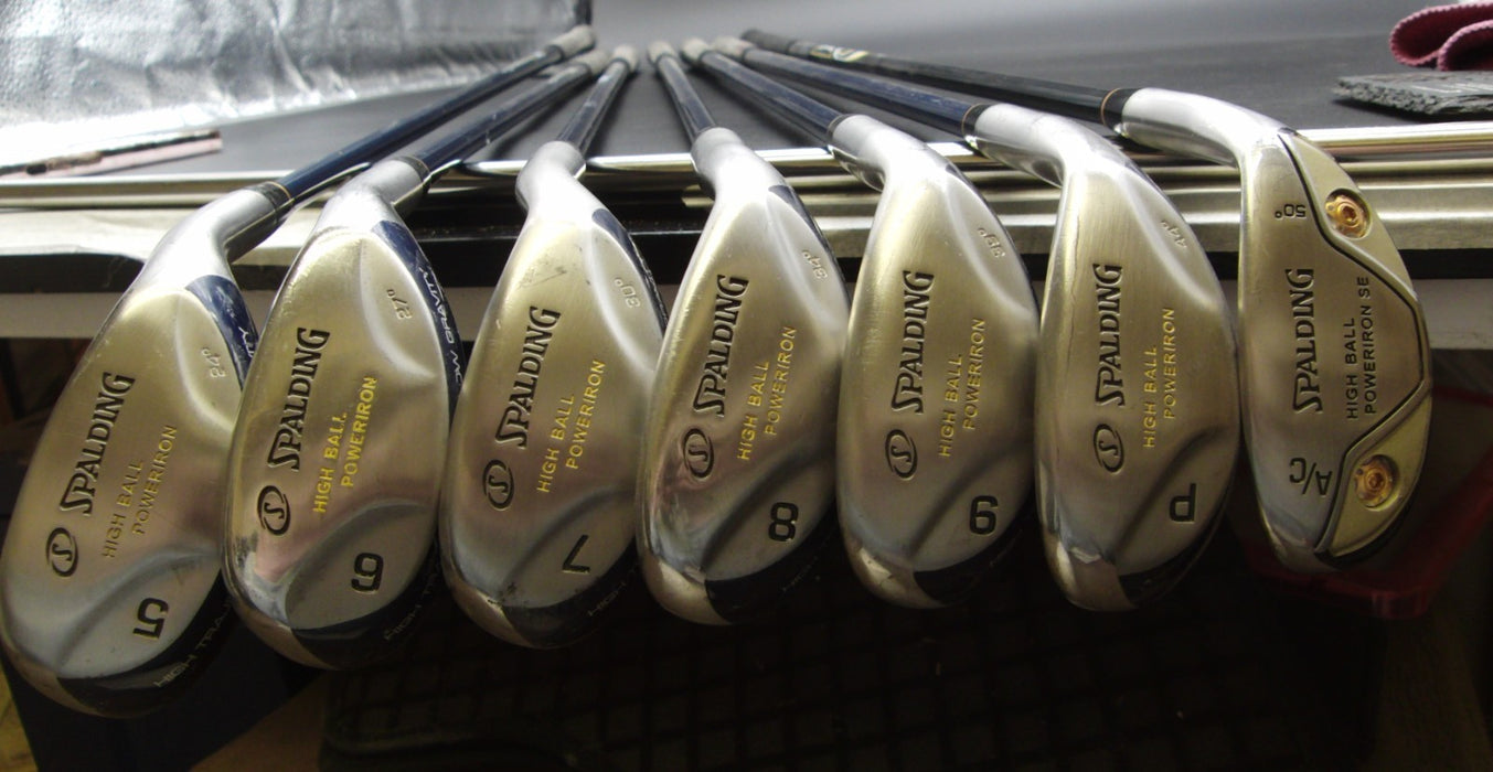 Set of 7x Spalding High Ball Irons 5-PW+GW Stiff Graphite Shafts with Grips*