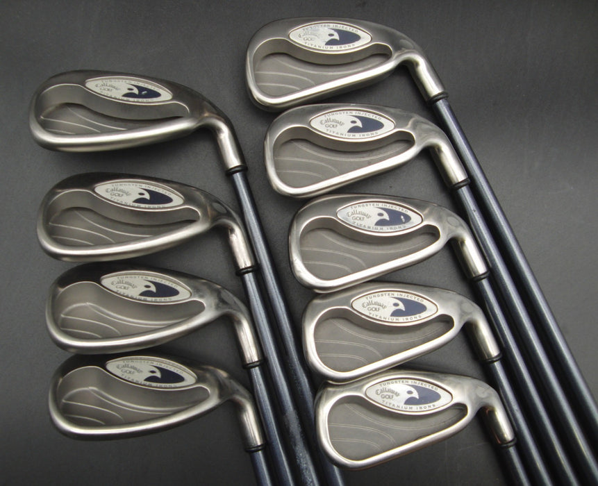 Set of 9x Callaway Hawk Eye Irons 3-SW Regular Graphite Shafts Mixed Grips*