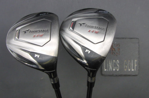 Set of 2 Bridgestone Tourstage X-FW Type-T 14° 3 Wood 17° 5 Wood