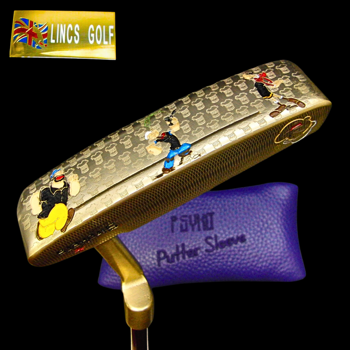 Custom Milled Popeye Cartoon Themed Ping Anser Putter 88.5cm Genuine Leather HC