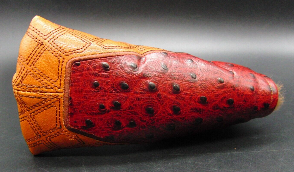 Luxury PSYKO GOLF Ostrich Effect Genuine Leather Putter Embossed Logo Head Cover