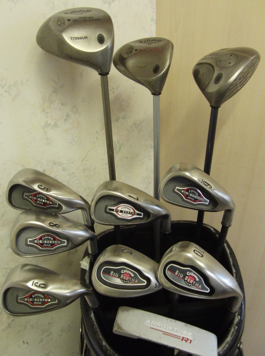 Set Of Callaway Big Bertha 5-10-PW Irons + Callaway Driver + 3 + 4 Wood + Putter
