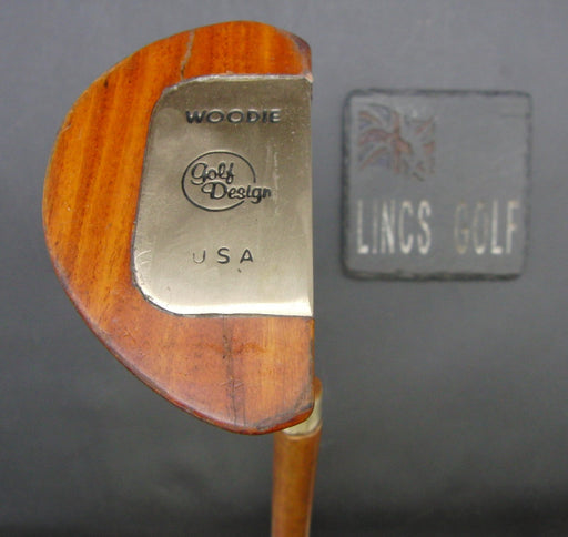 Pebble Beam Woodie Golf Design Putter Wood Shaft 89cm Length Orange Grip