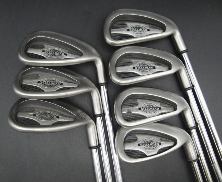 Set of 7x Callaway Steelhead Pro Series X-14 Irons 5-SW Stiff Steel Shafts *