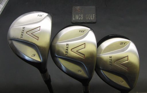 Set of 3 TaylorMade V Steel 3W, 5W & 7W & TaylorMade R7 Quad 9.5° Driver
