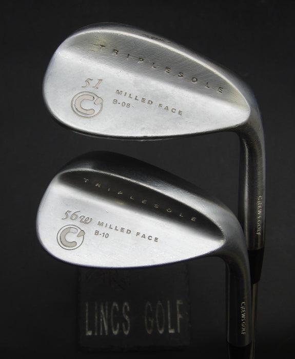 Set of 2 Crews Golf Triple Sole B-10 51° Gap Wedge + 56° Sand Wedge