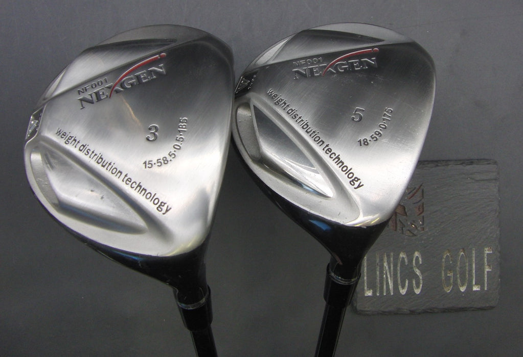 Set of 2 Nexgen NF-001 15° 3 Wood + 18° 5 Wood Stiff Graphite Shafts Bolux Grips