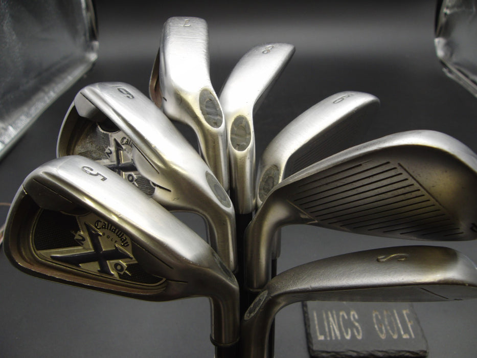 Set of 7x Callaway X20 Irons 5-SW Stiff Graphite Shafts Callaway Grips*
