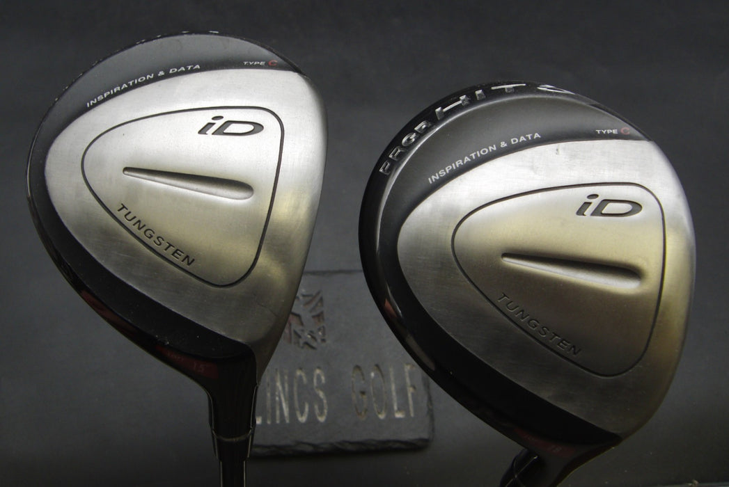 Set of 2 PRGR iD HIT Type C 3+5 Woods Stiff Graphite Shafts Ben Sayers Grips