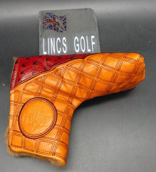 Luxury PSYKO GOLF Ostrich Effect Genuine Leather Putter Embossed Logo Head Cover