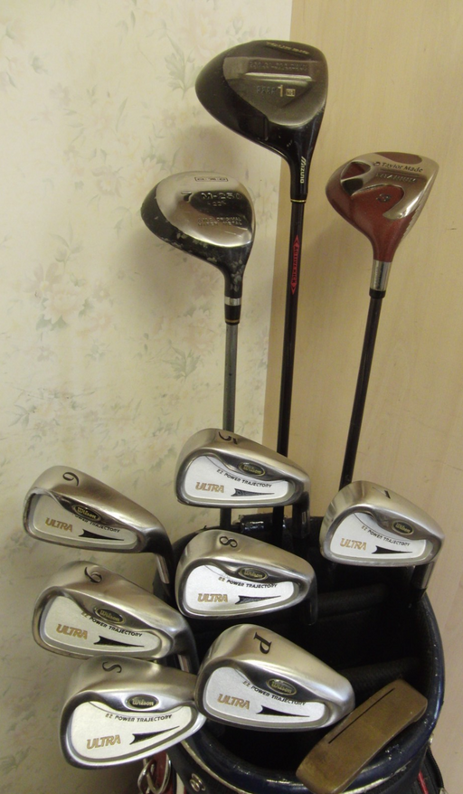 Set of Wilson Ultra 5-PW-SW + Mizuno Driver + 3 + 7 Wood + Putter