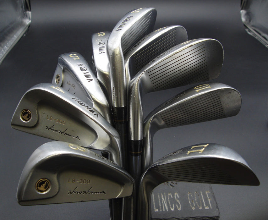 Set of 9x Honma LB-300 Irons 3-11 Regular Graphite Shafts HiroHonma Grips*