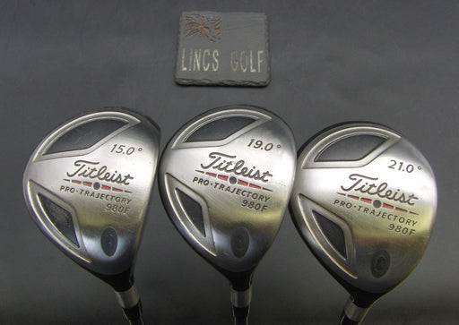 Set of 3 Titleist Pro Trajectory 980F 15° 3 Wood + 19° 5 Wood + 21° 7 Wood
