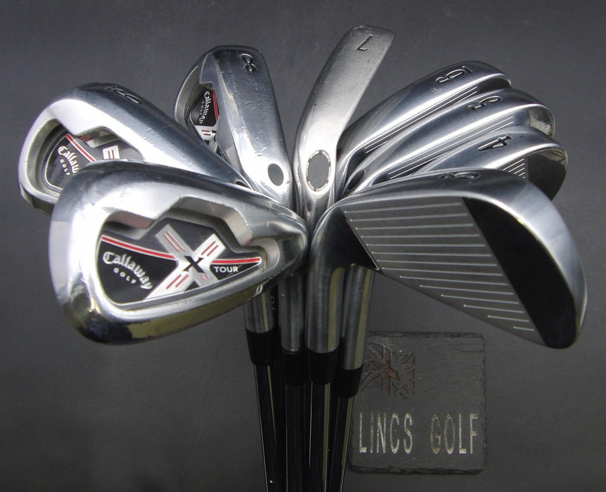 Set of 8x Callaway X Tour 3-PW Irons Regular Steel Shafts Golf Pride Grips