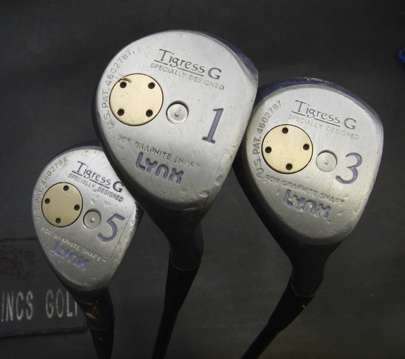 Set of 3 Lynx Tigress G 1, 3 & 5 Woods Regular Graphite Shafts with Grips