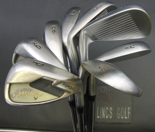 Set of 9x Callaway Legacy 4-SW + AW Irons Stiff Steel Shafts Callaway Grips