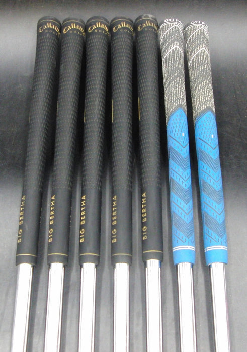 Set of 7 x Callaway Great Big Bertha Irons 5-SW Stiff Steel Shafts Mixed Grips*