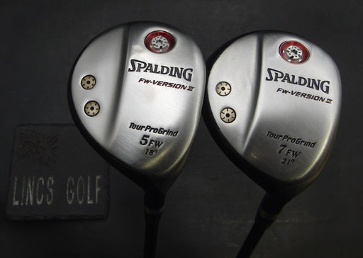 Set of 2 Spalding FW-Version III Tour ProGrind 5+7 Woods Stiff Graphite Shafts