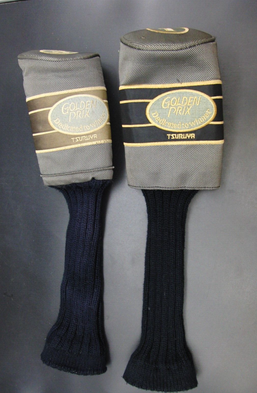 Set of 2 Tsuruya Golden Prix Driver & 3 Wood Head Covers