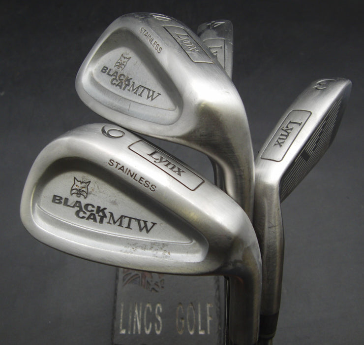 Set of 4x Lynx Black Cat MTW 3,4,9+SW Irons Regular Steel Shafts Lynx Grips