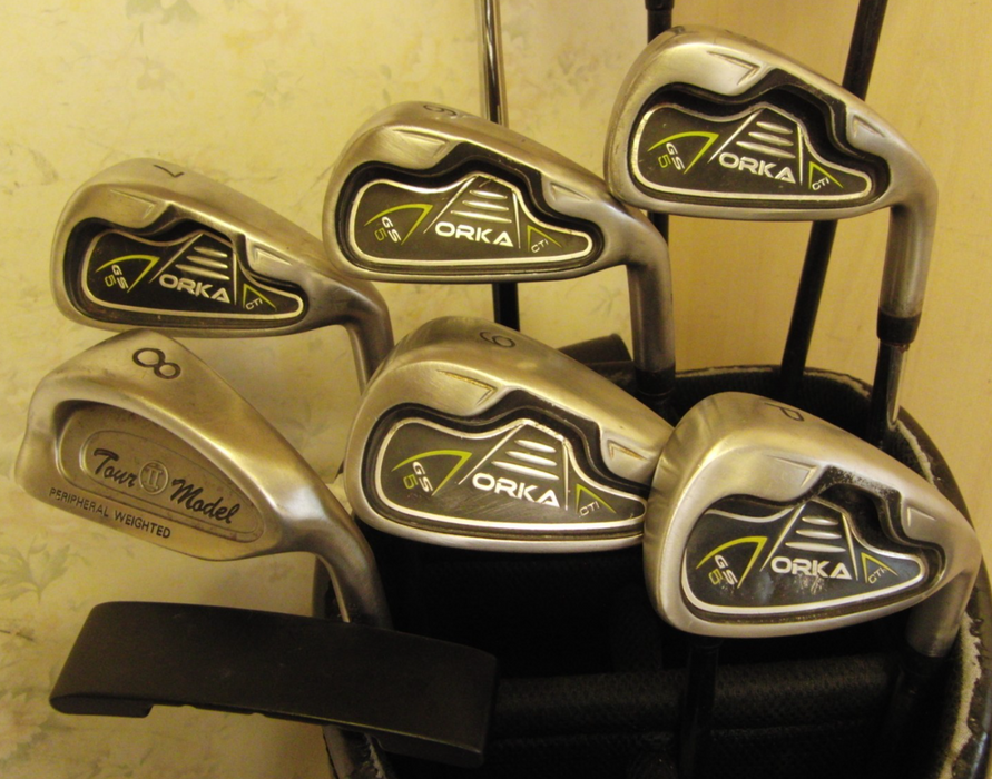 Set Of ORKA GS 5-PW Irons + 3 + 4 Wood + Tour Stage Driver + Bosch Putter
