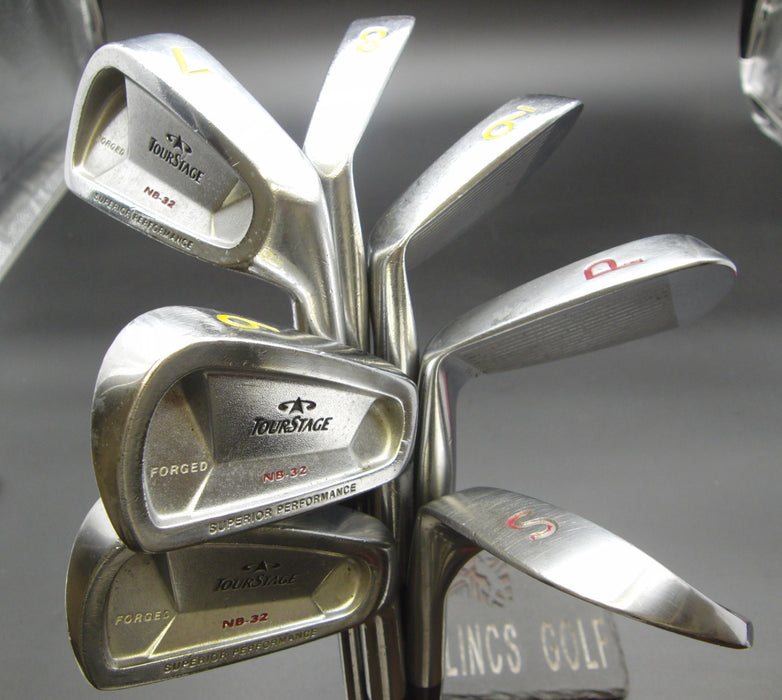 Set of 7 Bridgestone Tourstage NB32 Irons 5-SW Stiff Steel Shafts Black Grip*