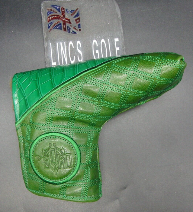 PSYKO GOLF Croc-Effect/Quilted Genuine Leather Putter Embossed Logo Head Cover