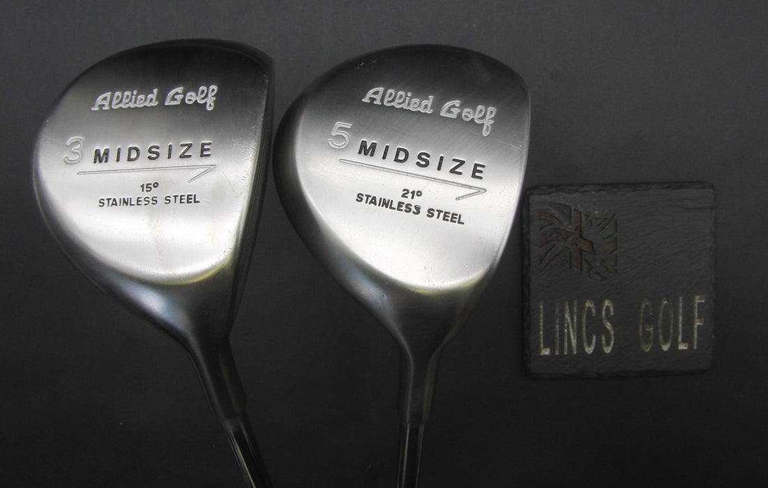 Set of 2 Allied Golf Mid Size 15° 3 Wood + 21° 5 Wood Regular Steel Shafts