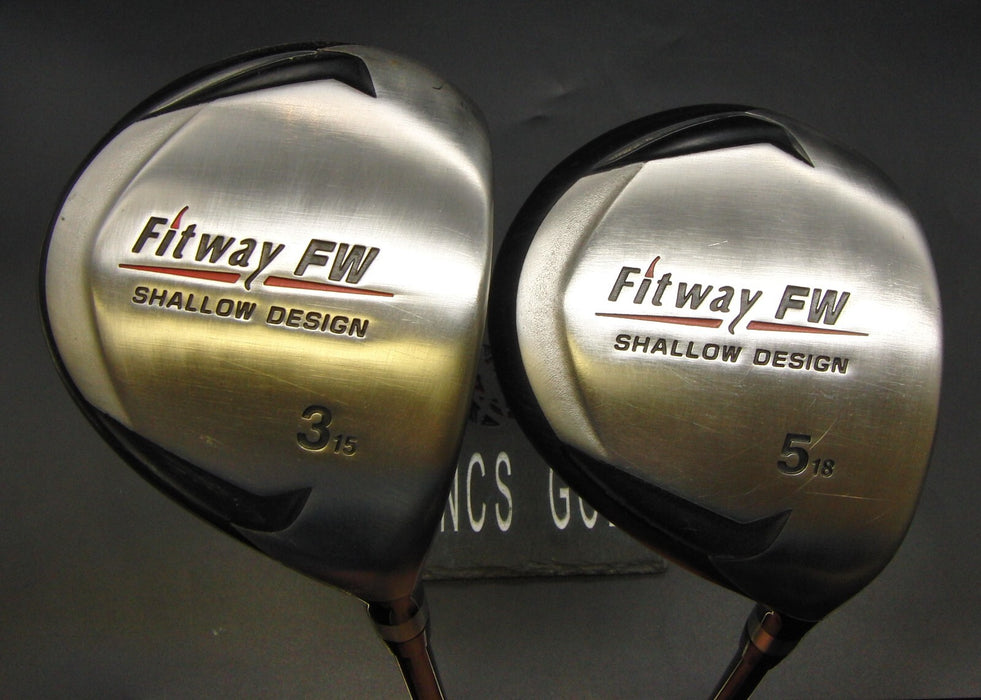 Set of 2 Fitway Shallow Design 15° 3 + 18° 5 Woods Regular Graphite Shafts + H/C