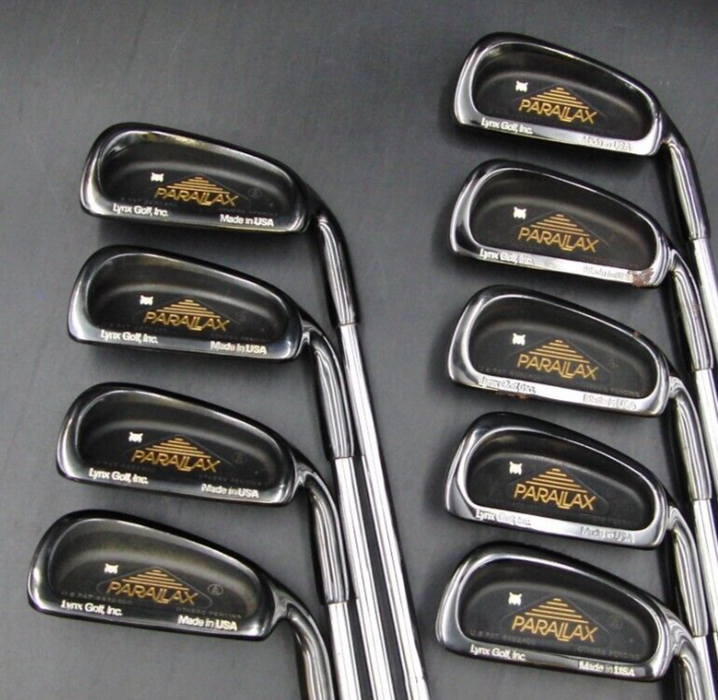 RARE Black Set of 9 x Lynx Parallax Irons 3-SW Stiff Steel Shafts Mixed Grips