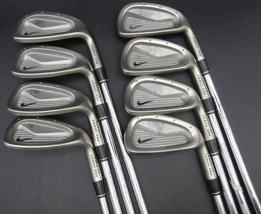 Set of 8x Nike Pro Combo Ti Face 4-PW + AW Irons Stiff Steel Shafts Nike Grips