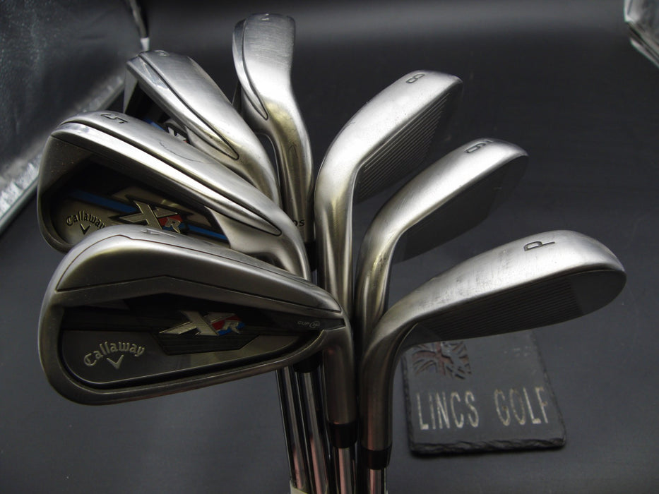 Set of 7x Callaway XR Irons 4-PW Stiff Steel Shafts GolfPride Grips*